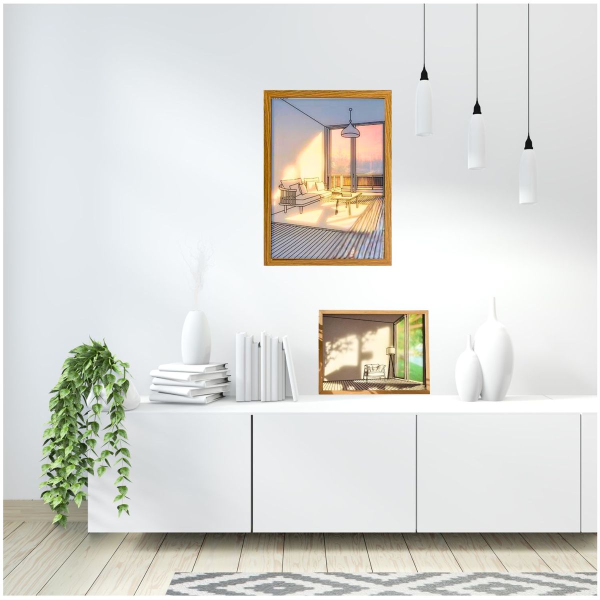 TREND - Cuadro LED 3D Tendencia Nordico Decoratico 3 modos de Luz Graduable