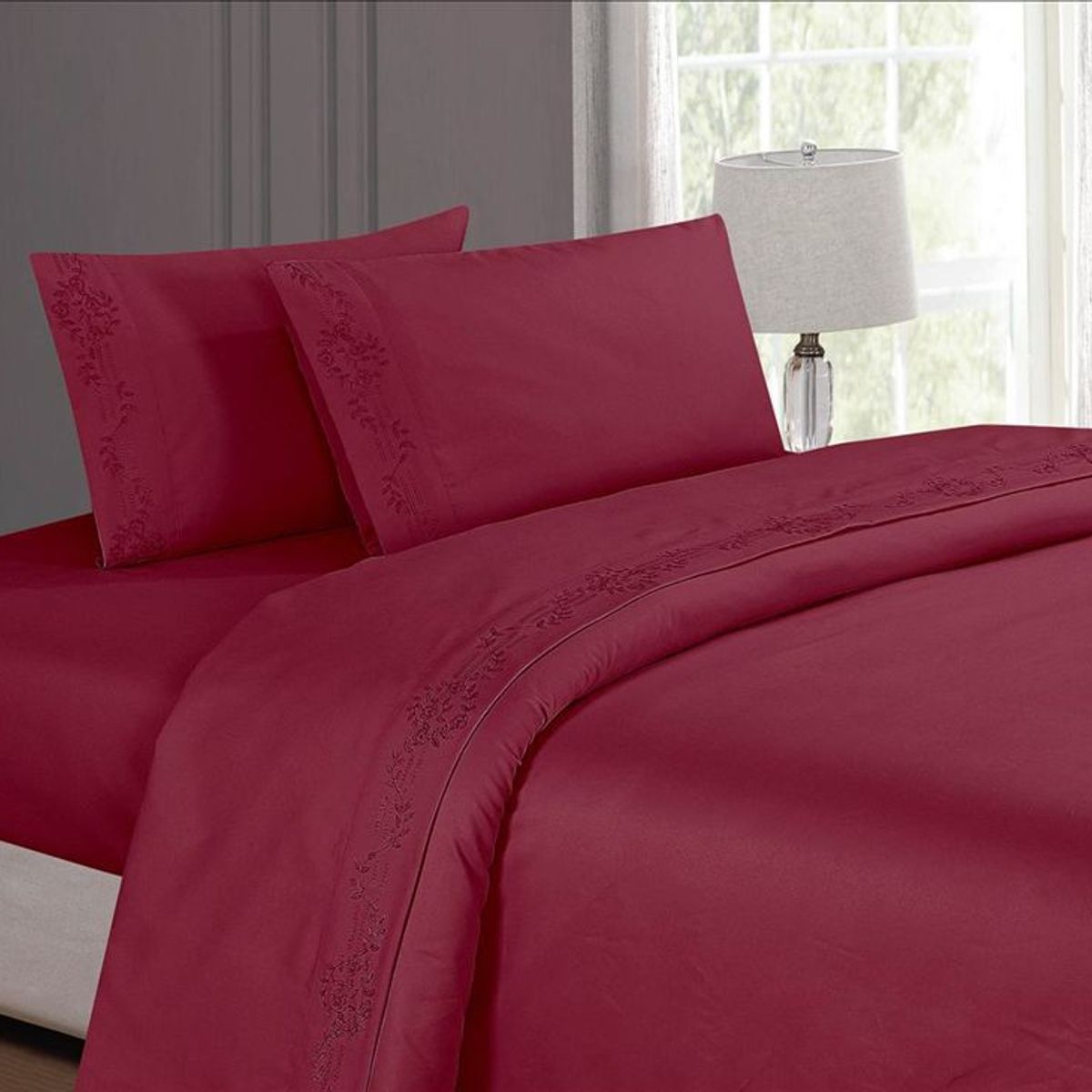 CASATEX - Juego de sabanas Queen 100% algodón con bordado