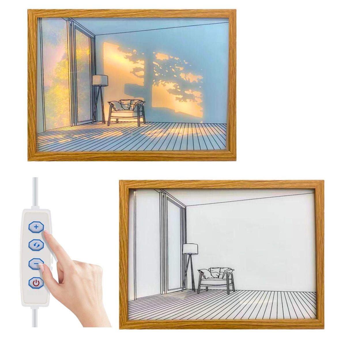 TRENDS - Cuadro LED 3D Tendencia Nordico Decoratico 3 modos de Luz Graduable