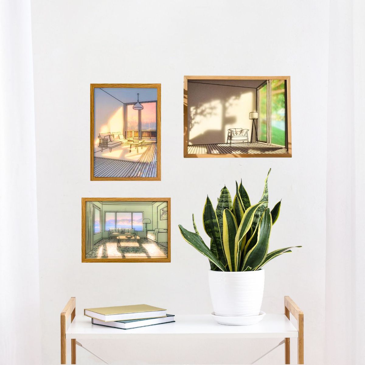 TRENDS - Cuadro LED 3D Tendencia Nordico Decoratico 3 modos de Luz Graduable