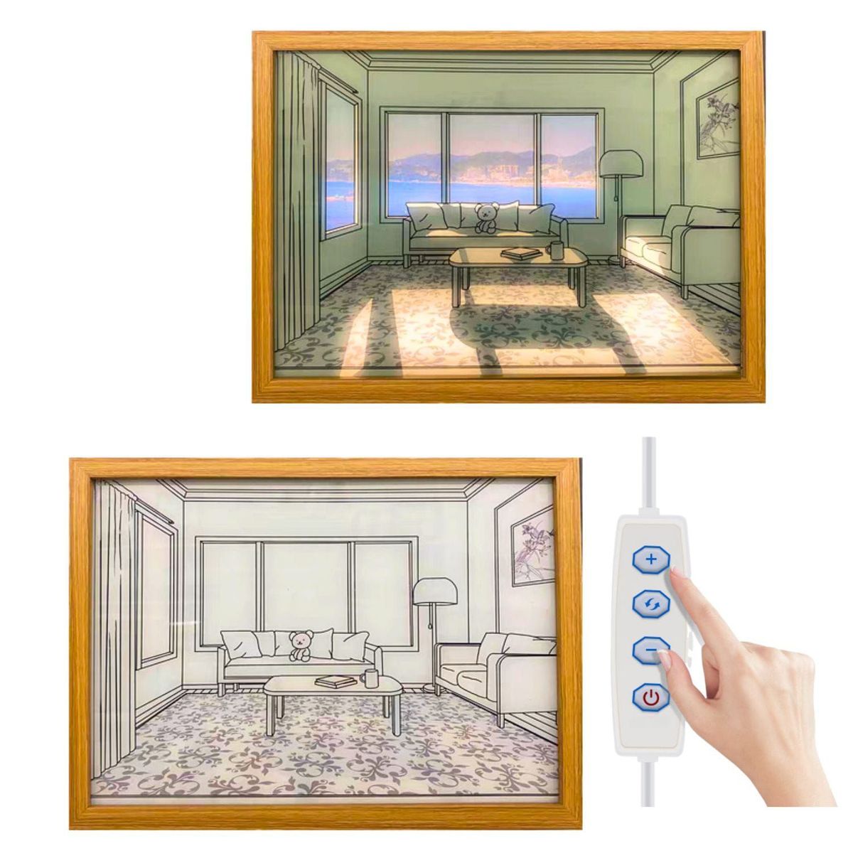 TRENDS - Cuadro LED 3D Tendencia Nordico Decoratico 3 modos de Luz Graduable