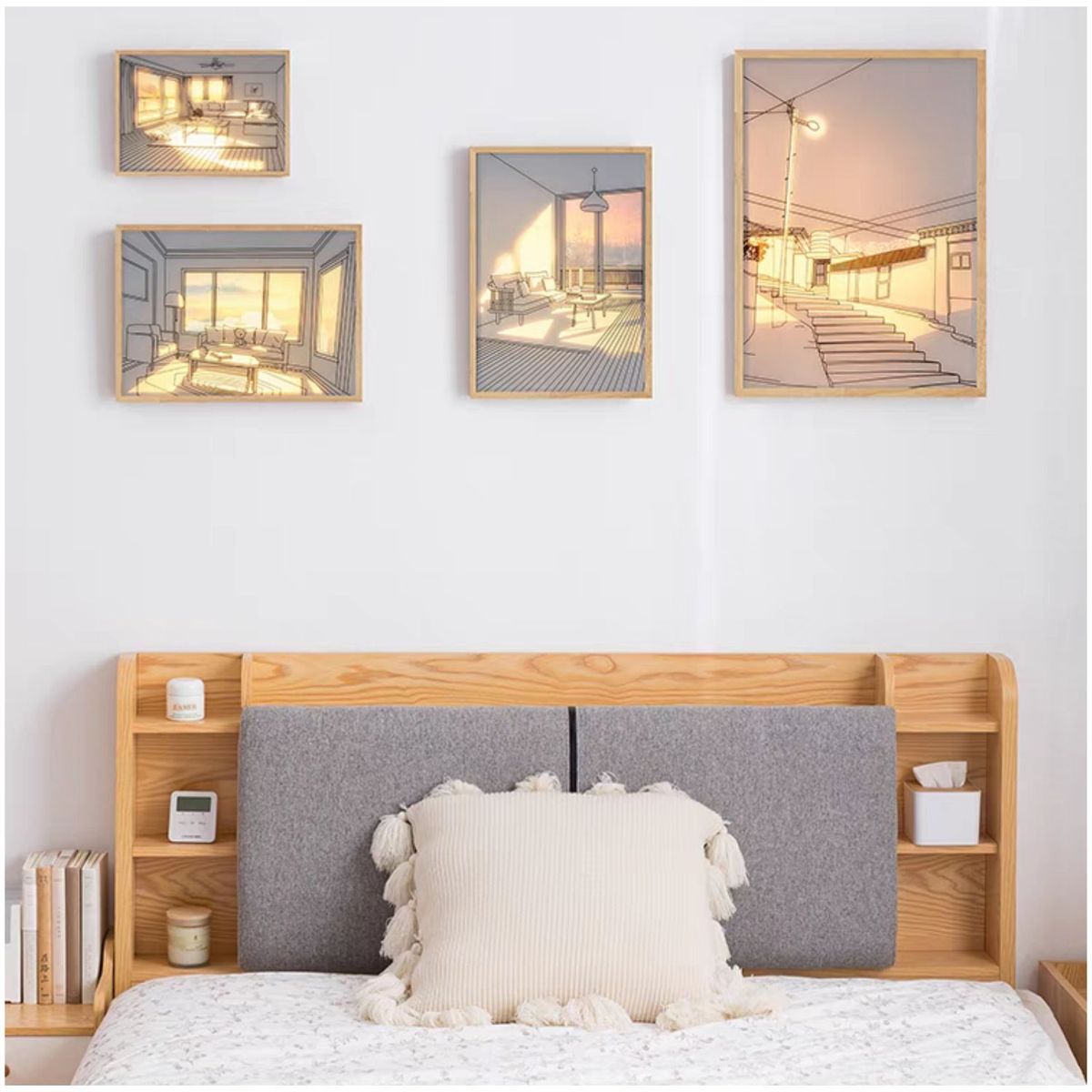 TRENDS - Cuadro LED 3D Tendencia Nordico Decoratico 3 modos de Luz Graduable