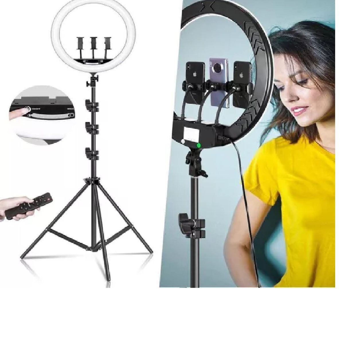 GENERICO - Aro Anillo Luz Led 45 CM Fotografía y Video + Trípode + Control