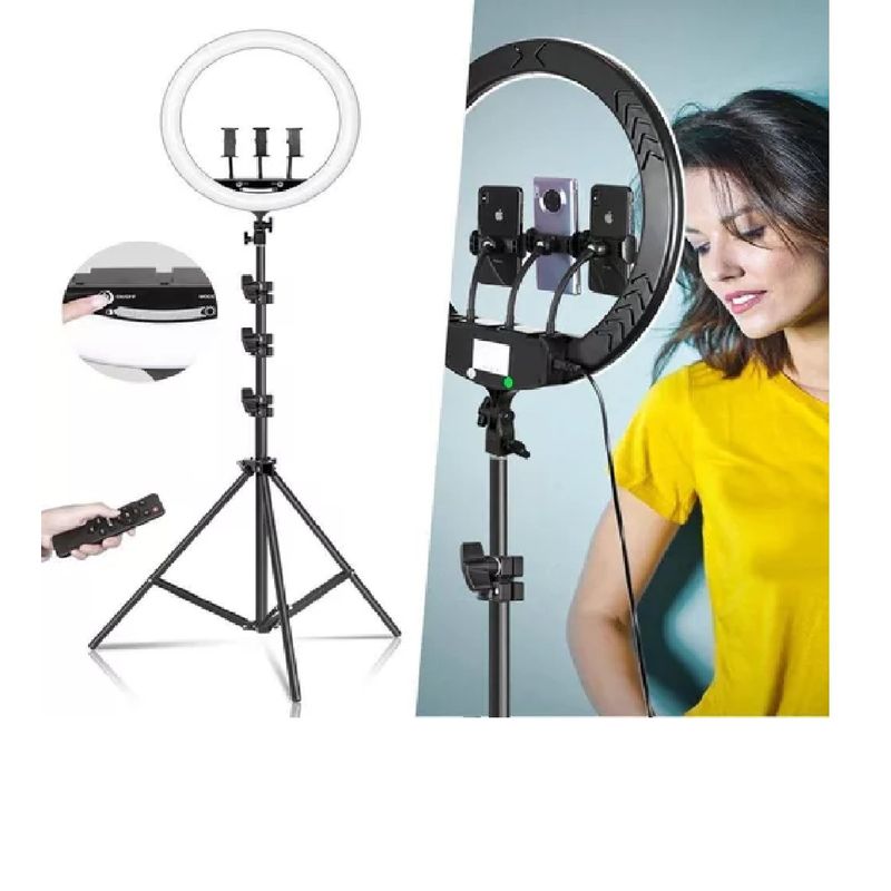GENERICO - Aro Anillo Luz Led 45 CM Fotografía y Video + Trípode + Control