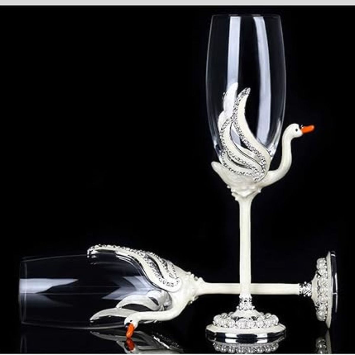 GENERICO - Copas Elegantes de Brindis con Incrustaciones de Cuentas