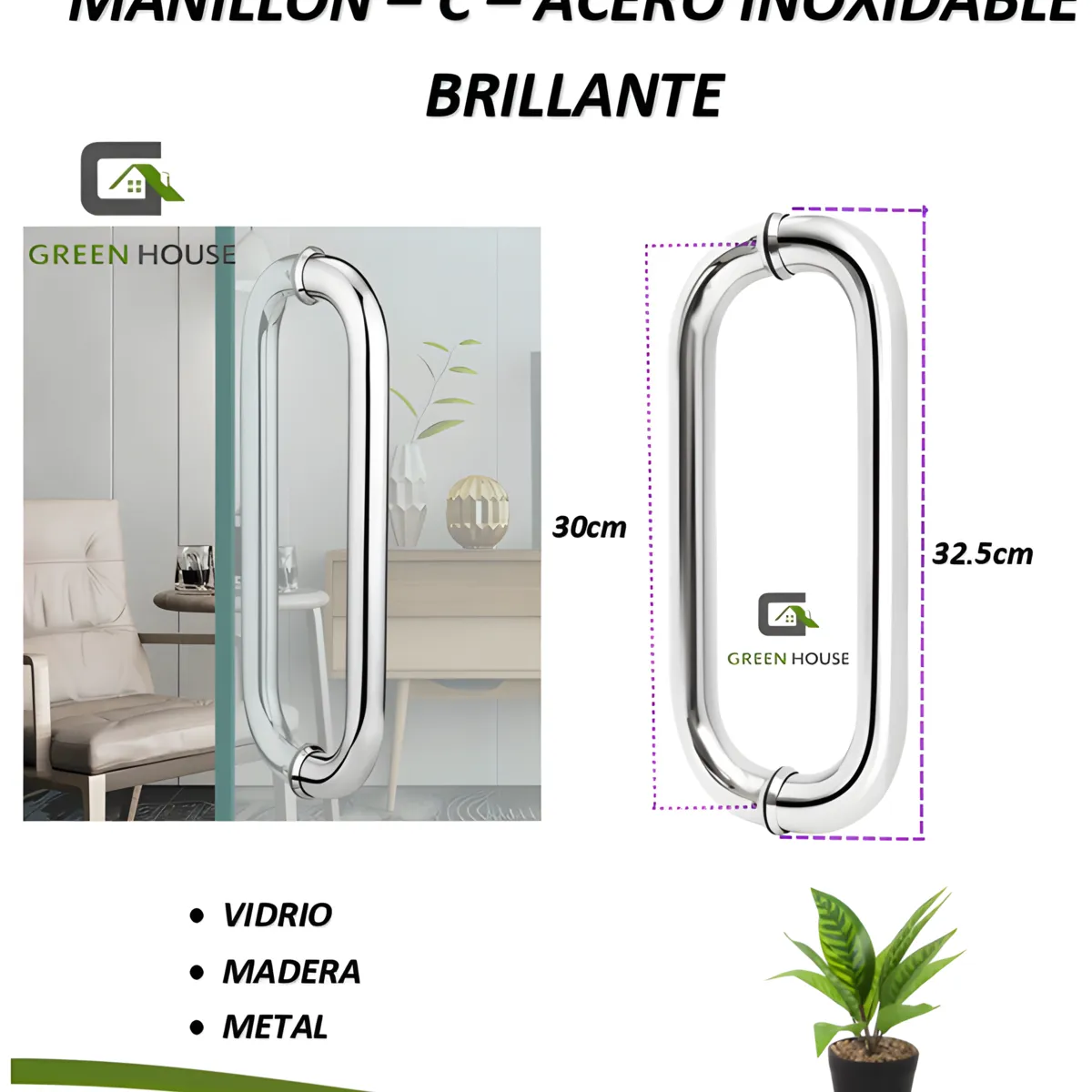 GREEN HOUSE - MANILLON - JALADOR - TIRADOR - C - ACERO INOXIDABLE 32CM