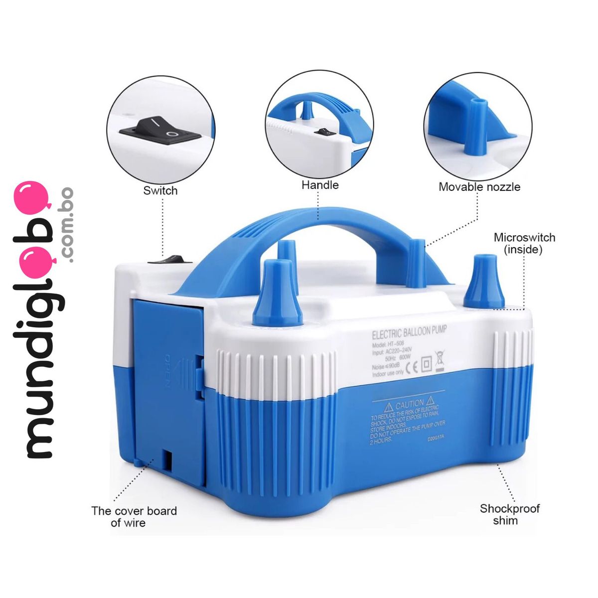 GENERICO - Inflador de Globos con Doble Válvula Azul