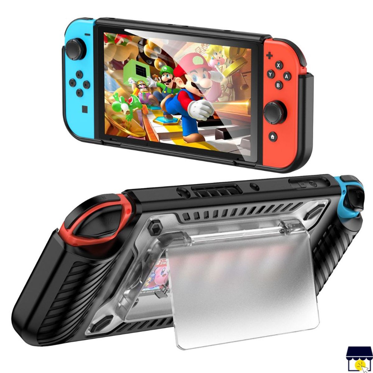 GENERICO - Case o funda con soporte portajuegos para Nintendo Switch OLED - NEGRO