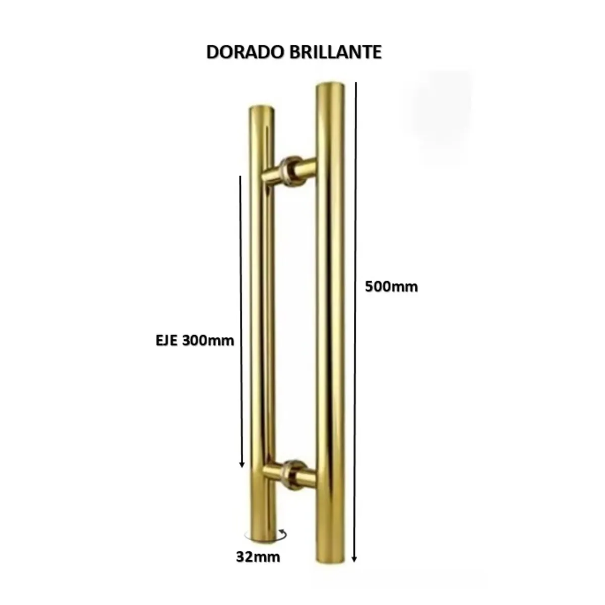 GREEN HOUSE - MANILLON - JALADOR - TIRADOR  H ACERO DORADO PUERTA VIDRIO 50cm