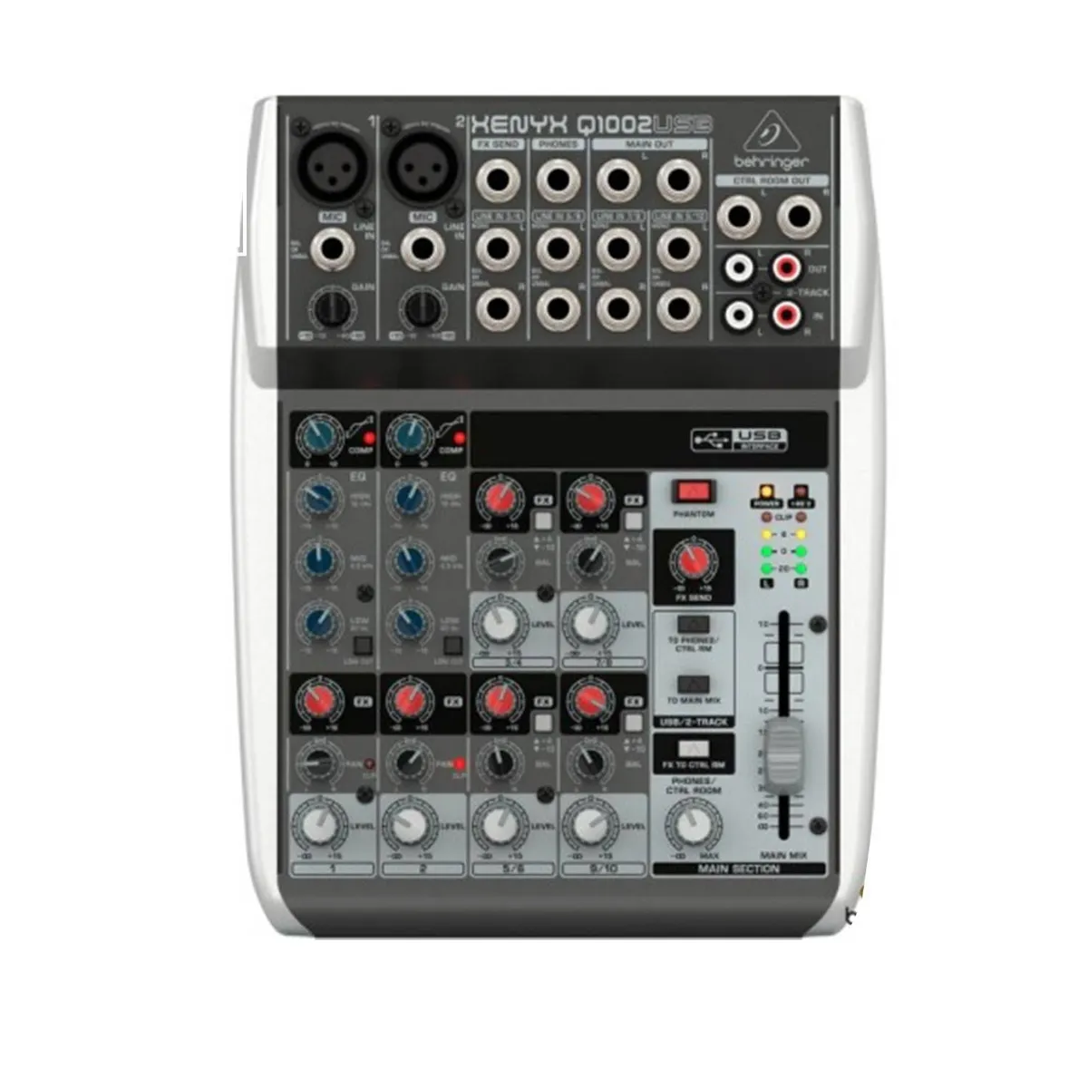 BEHRINGER - Mezcladora de 10 Entradas Behringer XENYX Q1002USB e Interfaz de Audio