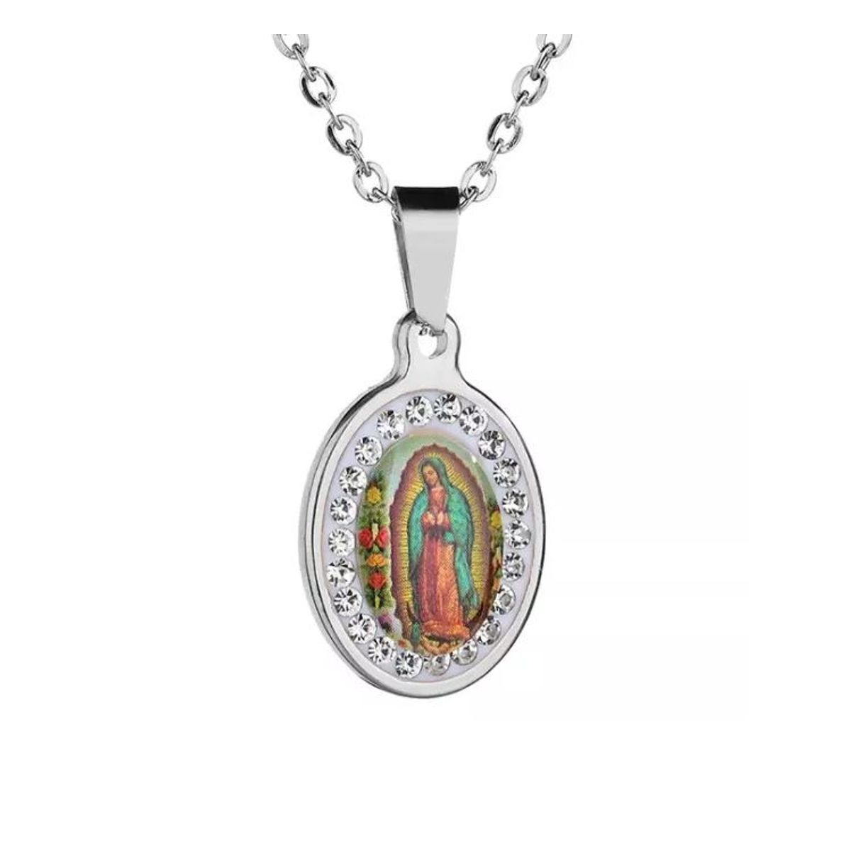 GENERICO - Collar Medalla Virgen de Guadalupe Acero Inoxidable