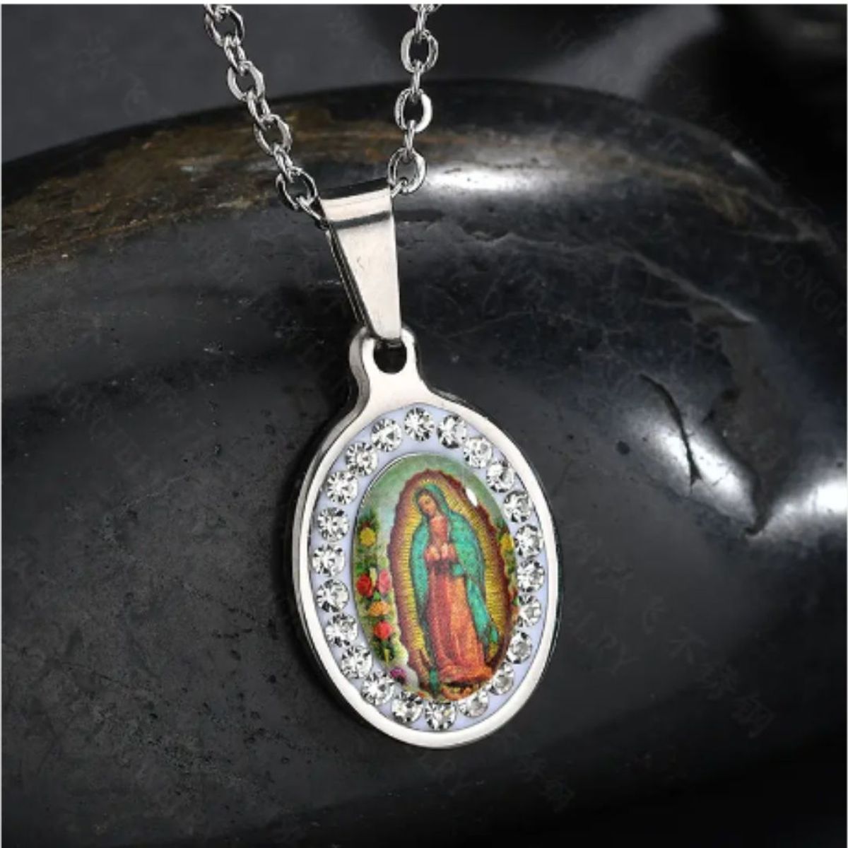 GENERICO - Collar Medalla Virgen de Guadalupe Acero Inoxidable