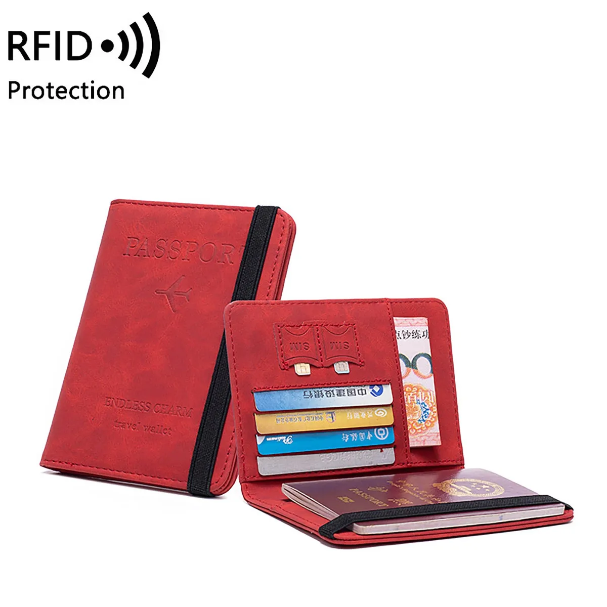 KAST PE - Porta Pasaporte Travel Wallet Modelo RFID BLOCKING - Rojo