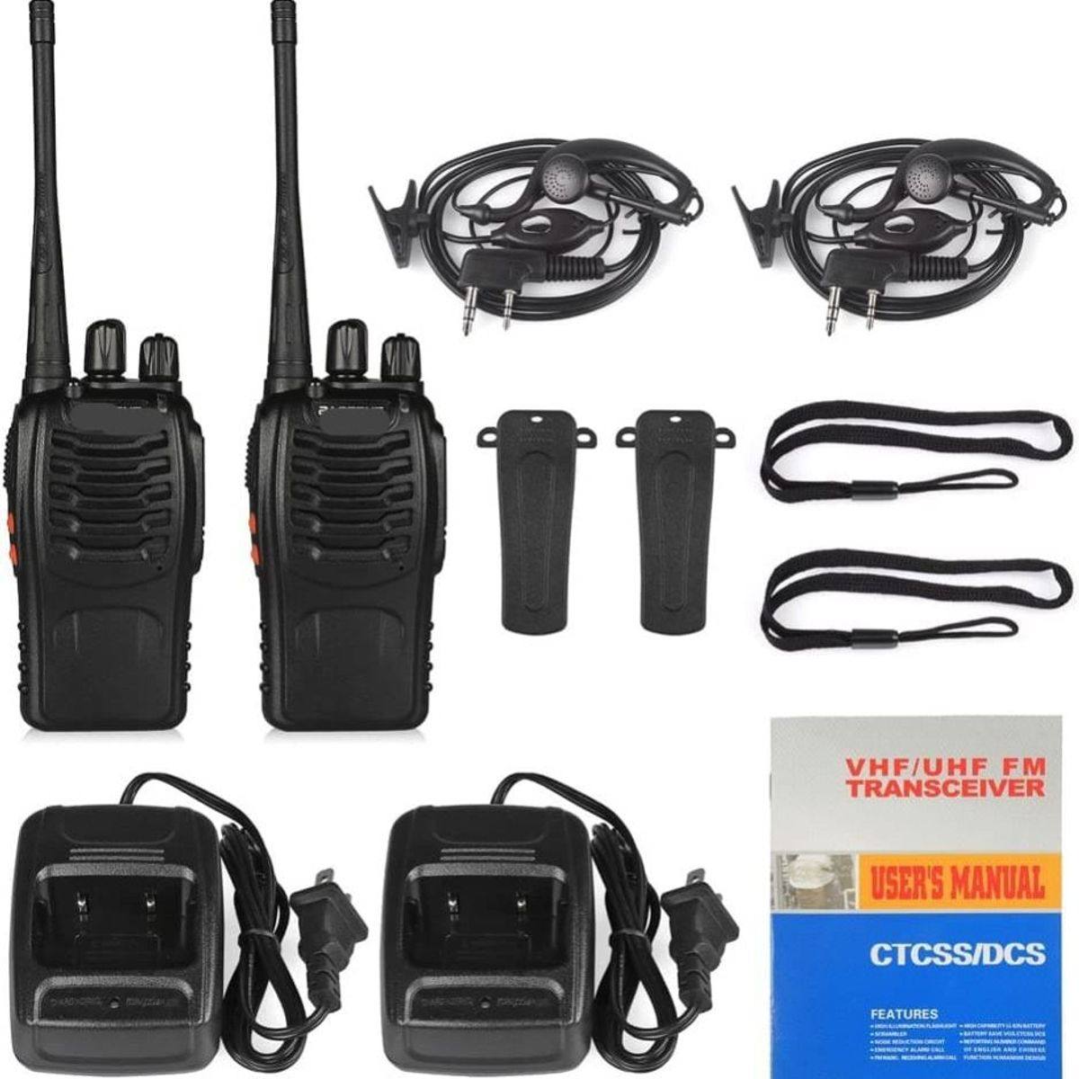 OEM - Kit Completo 2 Walkie Talkie Bidireccional Radio Transceptor 16Canales