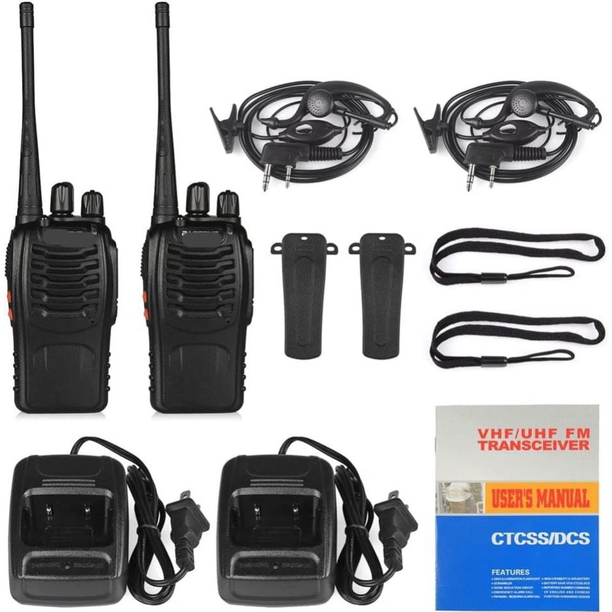OEM - Kit Completo 2 Walkie Talkie Bidireccional Radio Transceptor 16Canales