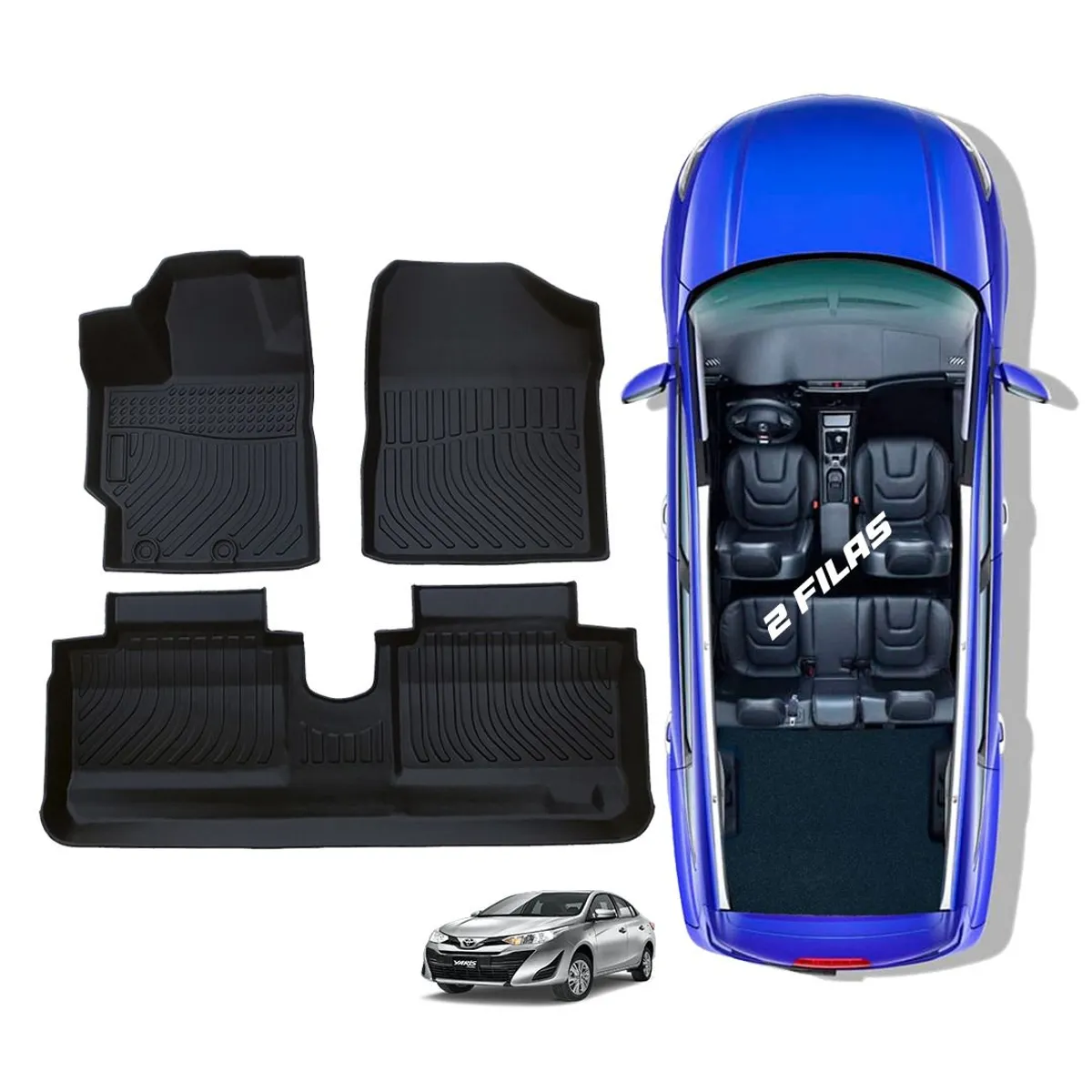 TECGO - PROTECTOR CUBRE PISO 5D TPE TOYOTA YARIS 2014-2020