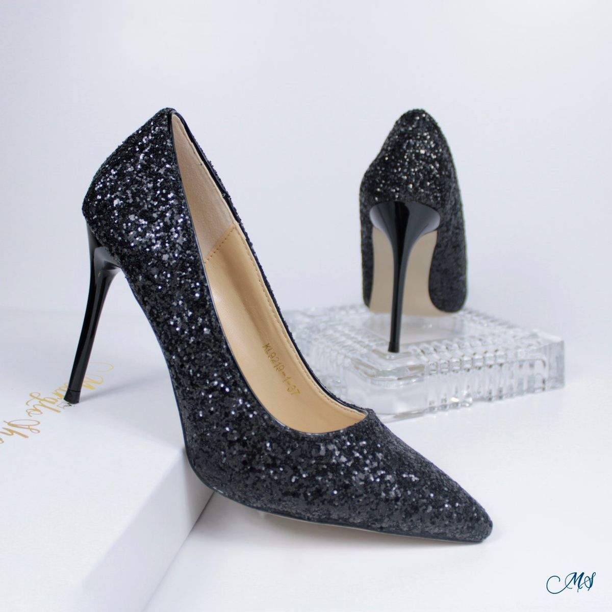 MARGLO SHOES - Zapatos de vestir Mujer Lentejuelas Negro M03