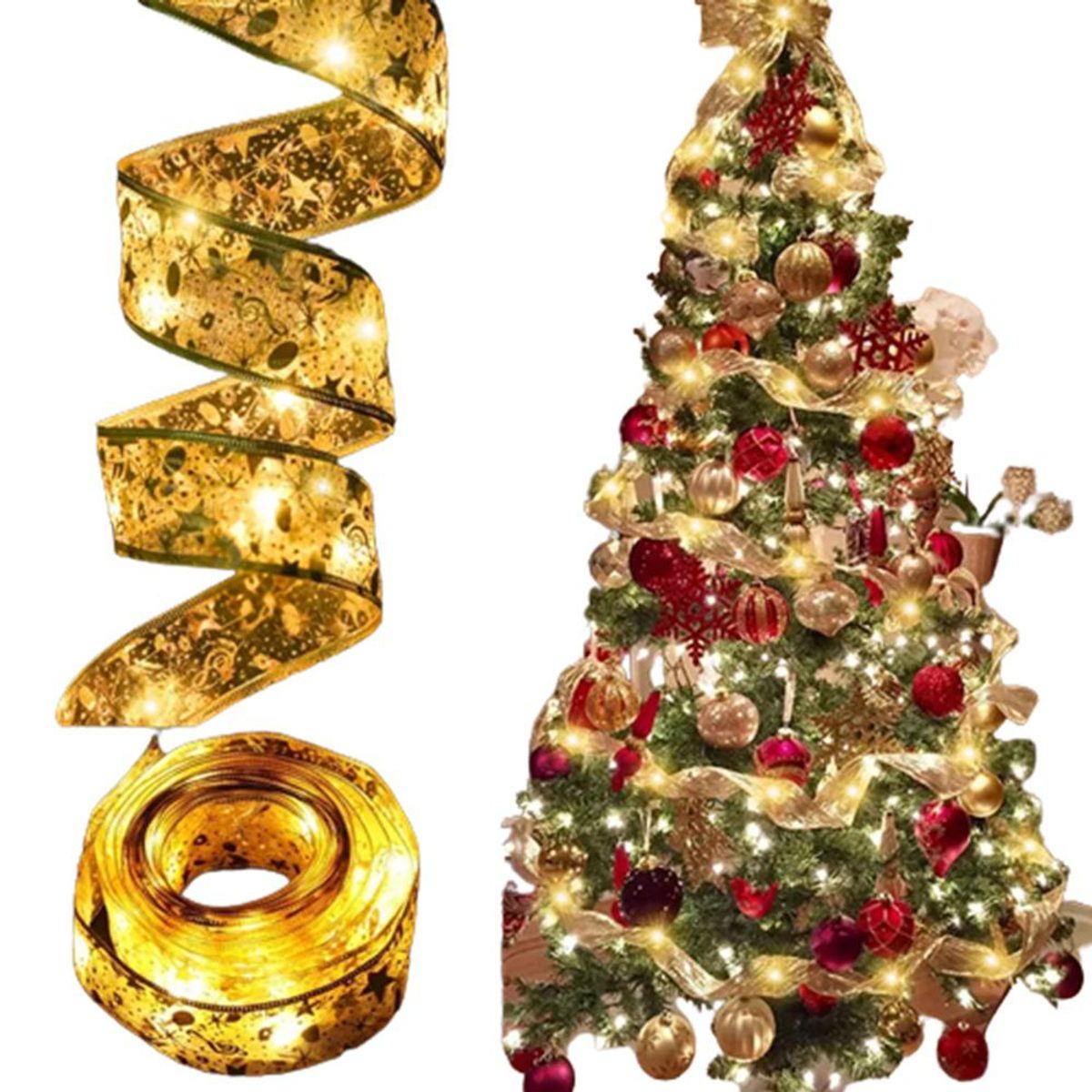 GENERICO - Cinta Luz guirnaldas Navidad Decoración Hogar Adorno pilas AA Genieka