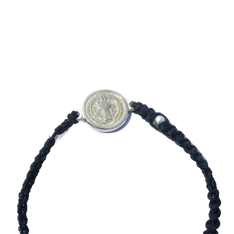 GENERICO - Pulsera Tejida con Dije San Benito de Plata