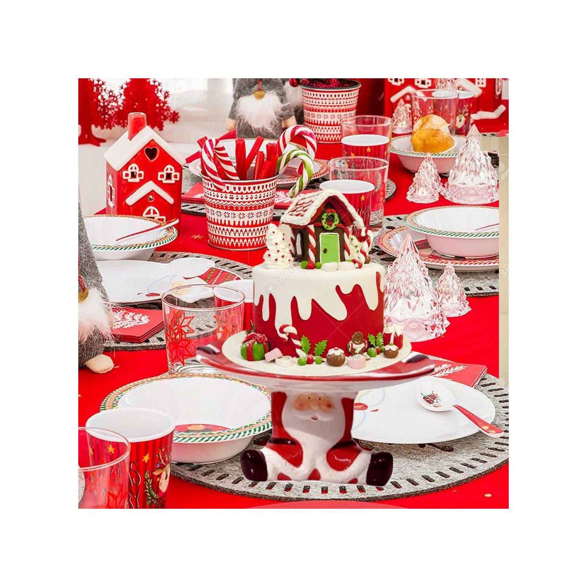 GENERICO - Porta Torta Navideño con Diseño Papa Noel