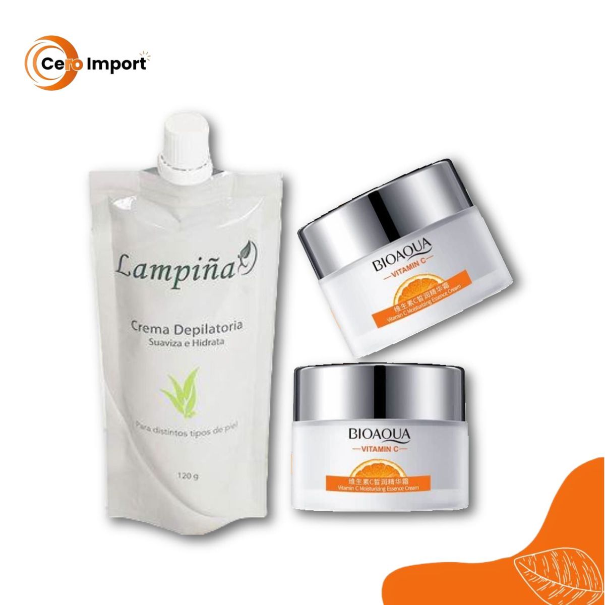 BIOAQUA - PACK CREMA DEPILADOR y 2 CREMA HIDRATANTE VITAMINA C - BIOAQUA