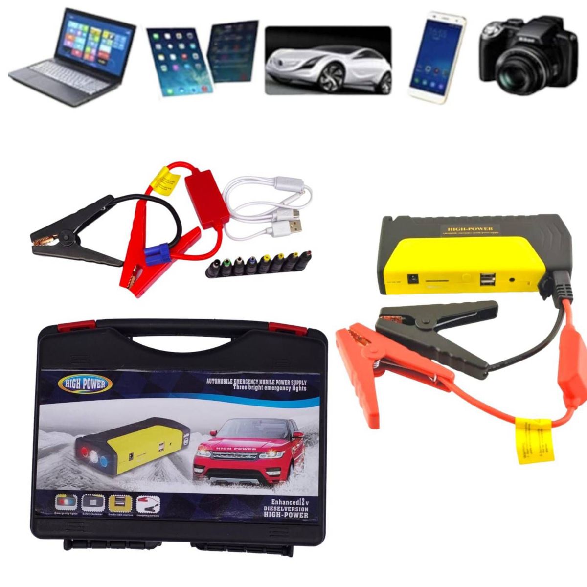 OEM - Kit Arrancador Bateria Auto Carro Recargable Power Bank