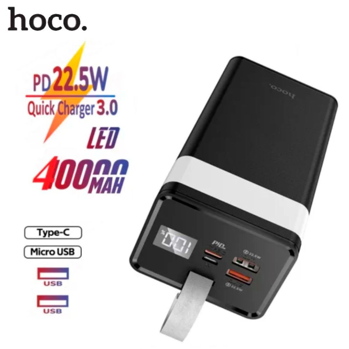 HOCO - Power Bank Bateria Portatil HOCO J86 Carga Rapida de 22W 40000mAh