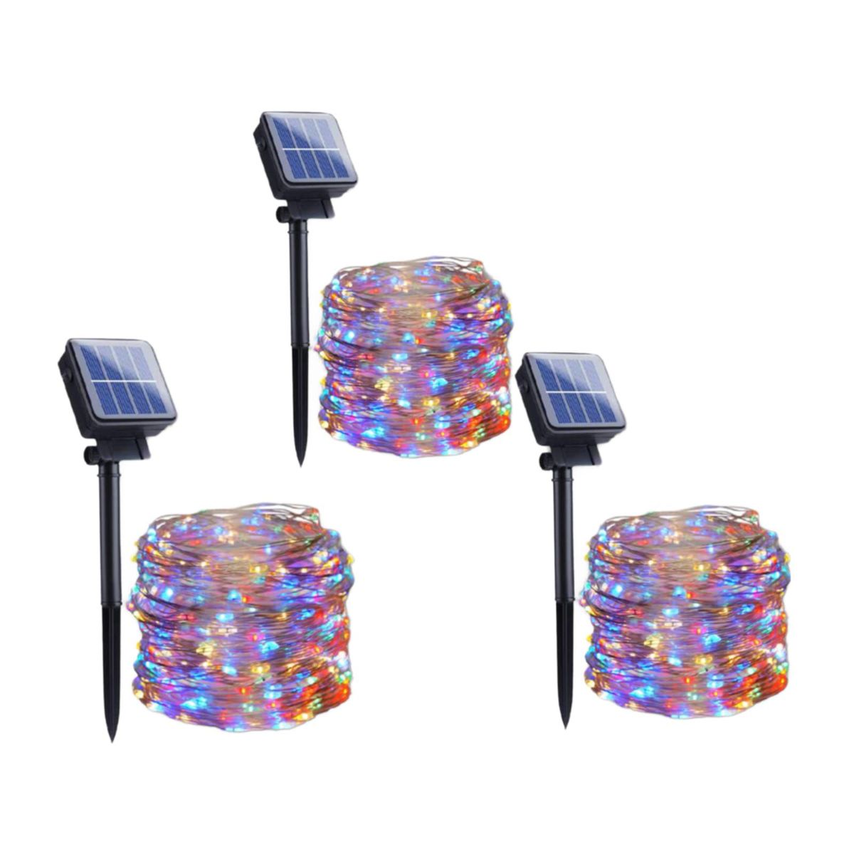 GENERICO - PACK 3 LUCES NAVIDEÑAS CON PANEL SOLAR AHORRATIVO
