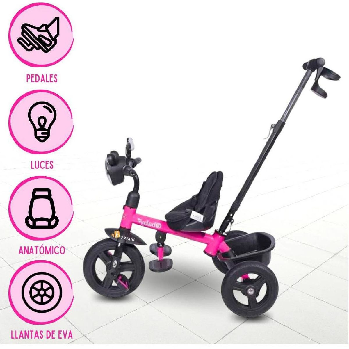 EBABY - Triciclo Guiador EBABY BROSE Rosado