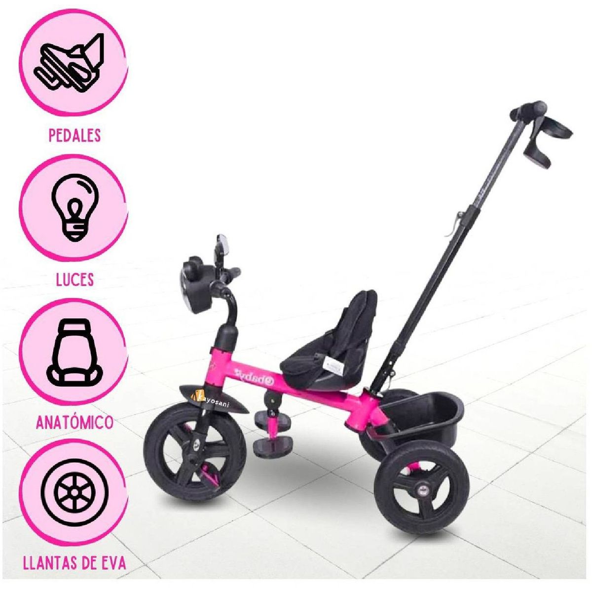 EBABY - Triciclo Guiador EBABY BROSE Rosado
