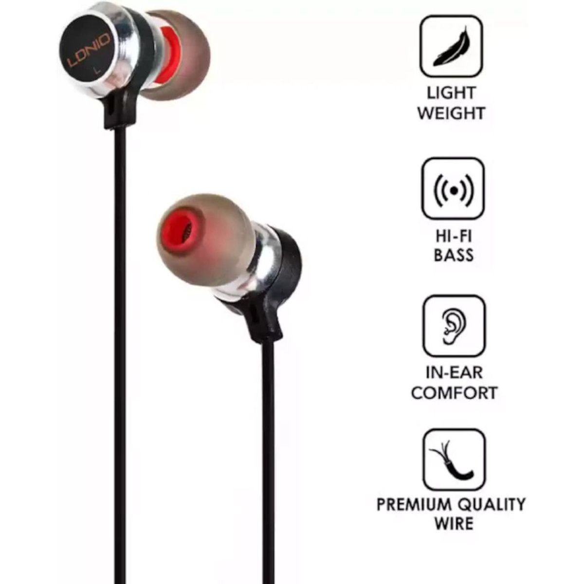 LDNIO - Auriculares con Cable HP02 Audífonos Intrauditivos con Control Remoto