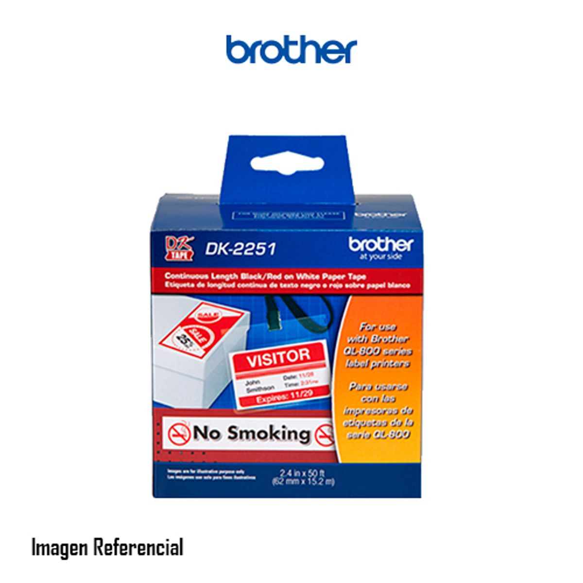 BROTHER - CINTA BROTHER DK-2251 R/CONTINUO NEGRO/ROJO SOBRE BLANCO P/N:DK-2251