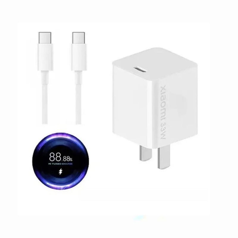 XIAOMI - CARGADOR XIAOMI CARGA RÁPIDA TURBO ORIGINAL 33W DE C A C - BLANCO