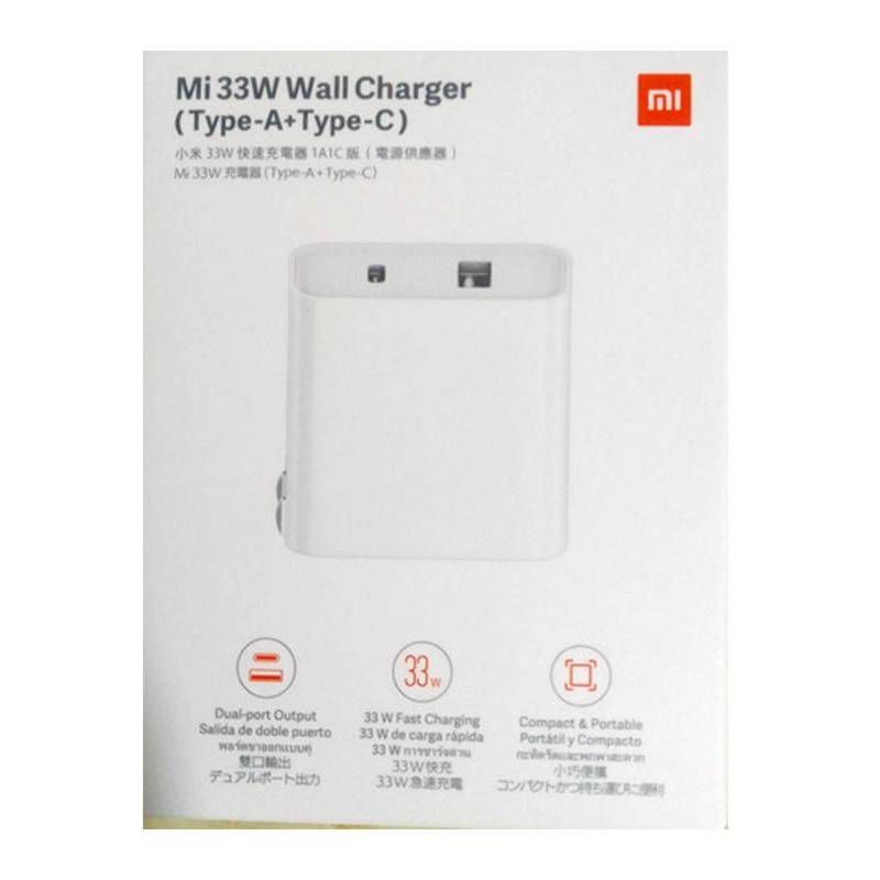 XIAOMI - Cargador Xiaomi 33W Doble Puerto TIPO A TIPO C - Original