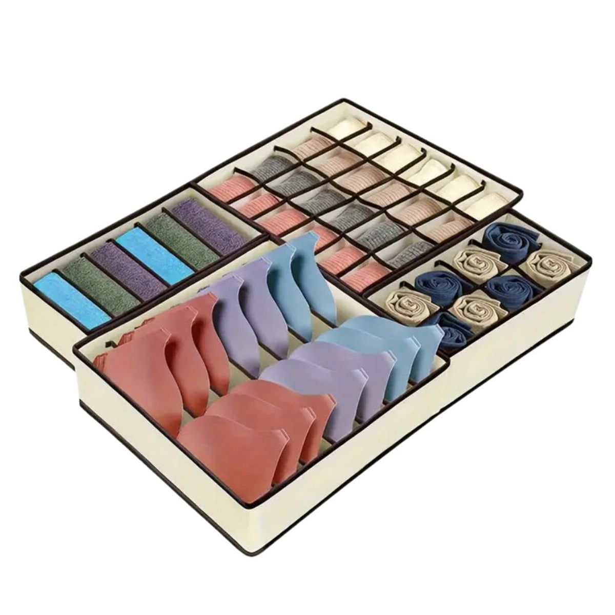 INSPIRA - Set de 4 Organizadores de Ropa Interior Plegables para Cajón