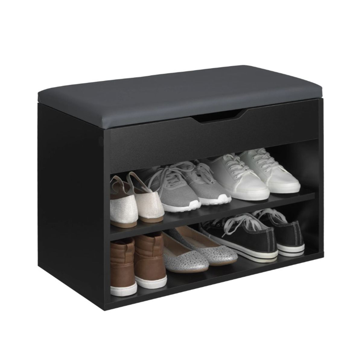 GENERICO - Zapatera Con Baúl Armado Gina Color Negro