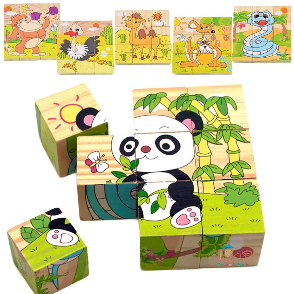 GENERICO - Rompecabezas Cubo Con Tematica De Animales De 9 Piezas