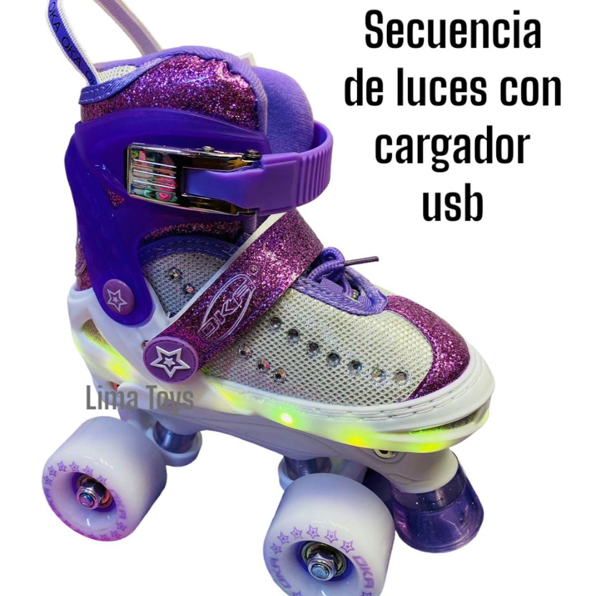 OKA - PATIN 4 RUEDAS OKA LILA CON LUCES TALLA S