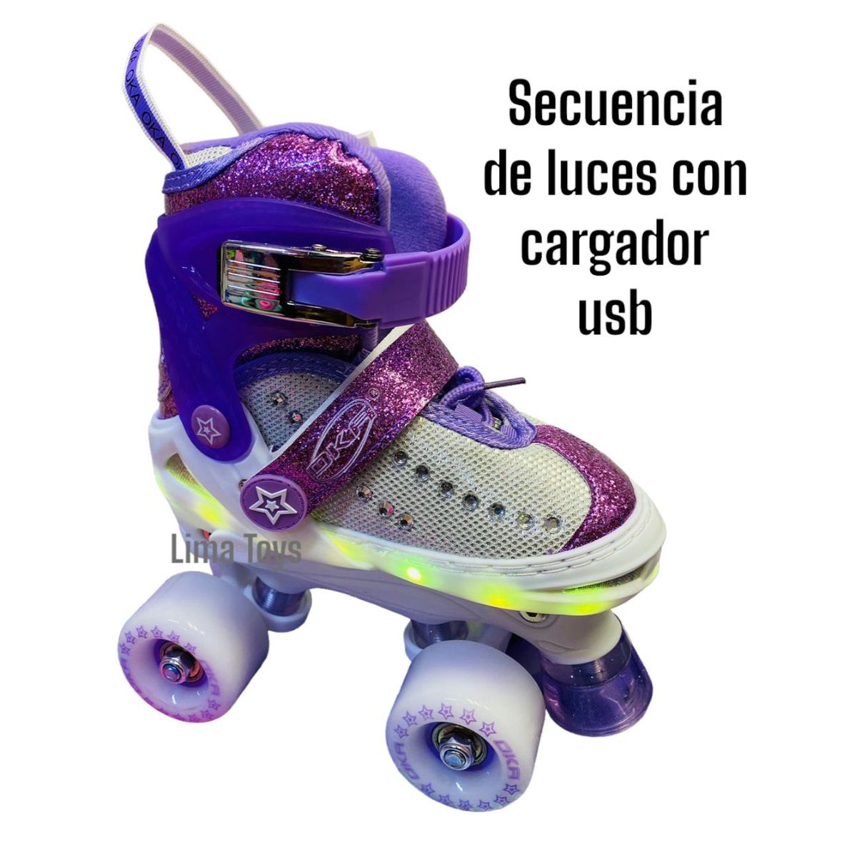 OKA - PATIN 4 RUEDAS OKA LILA CON LUCES TALLA S