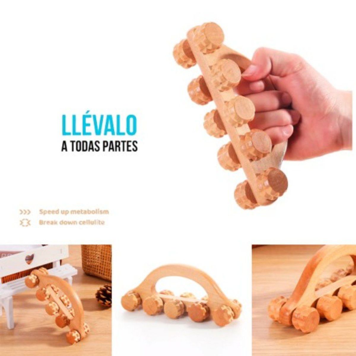 GENERICO - Carro Masajeador Grande Madera