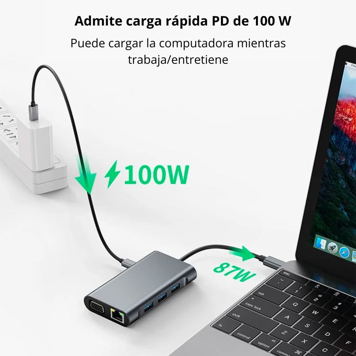 SEISA - Adaptador Convertidor 7 en 1 BYL-2111 Tipo C a LAN USBx3 VGA HDTV PD