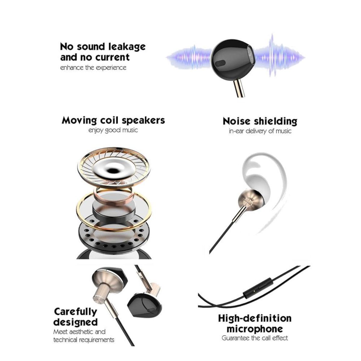 LDNIO - Auriculares con Cable HP-09 Audífonos Intrauditivos con Control Remoto