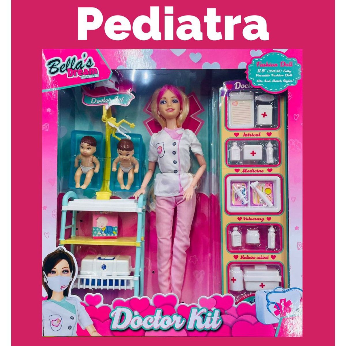 GENERICO - Kit de Muñeca Doctora Pediatra y Accesorios