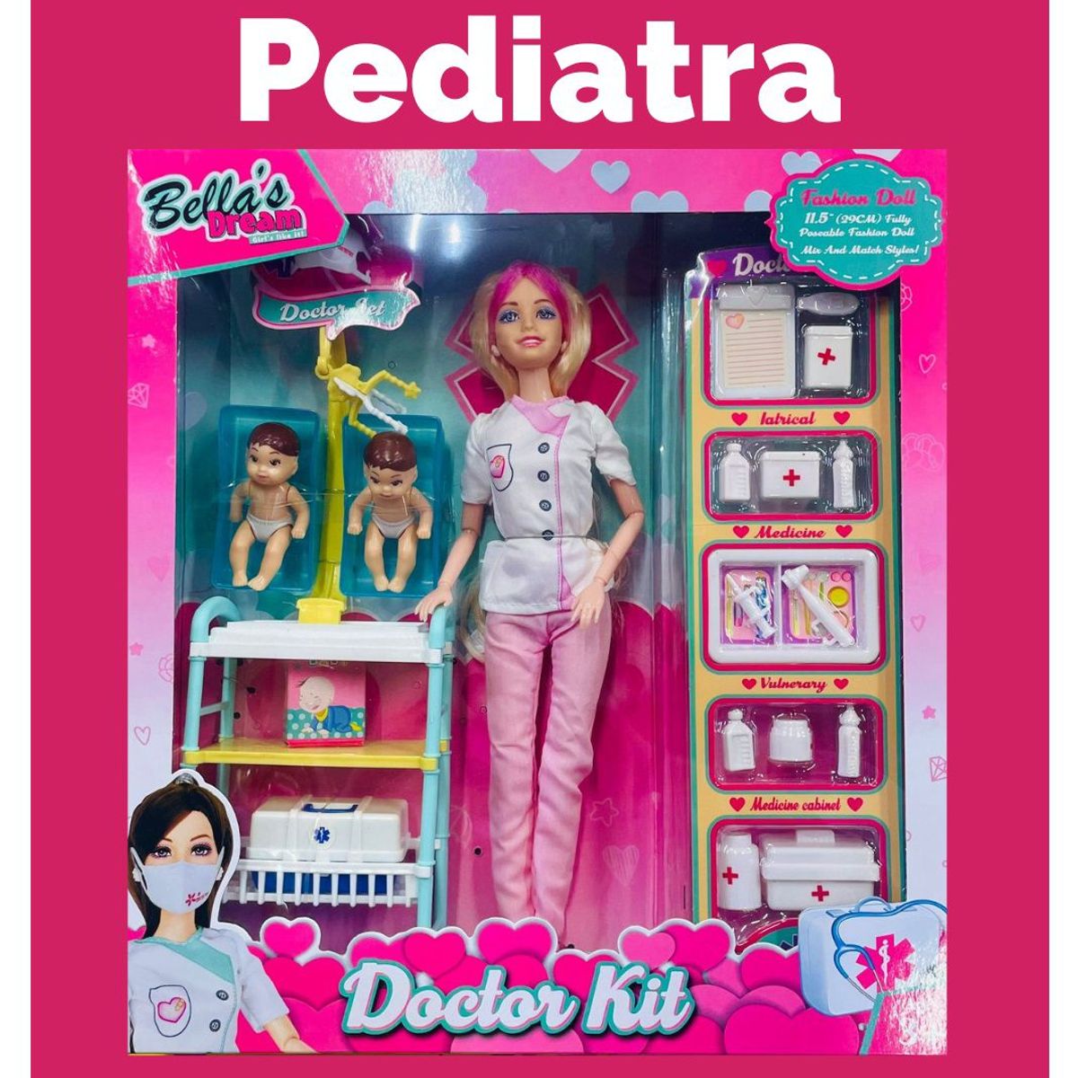 GENERICO - Kit de Muñeca Doctora Pediatra y Accesorios
