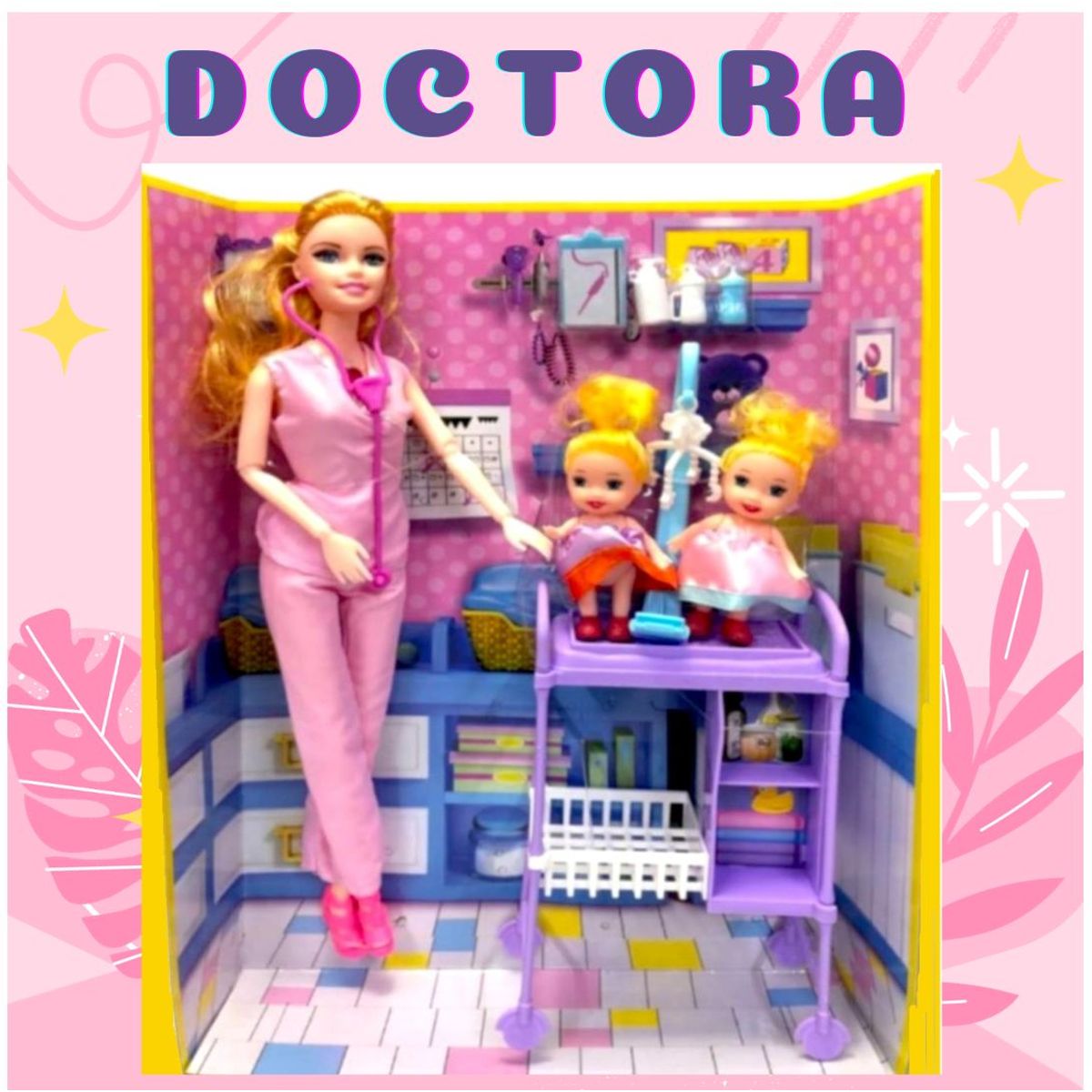 GENERICO - Set Muñeca Doctora con Bebés y Accesorios