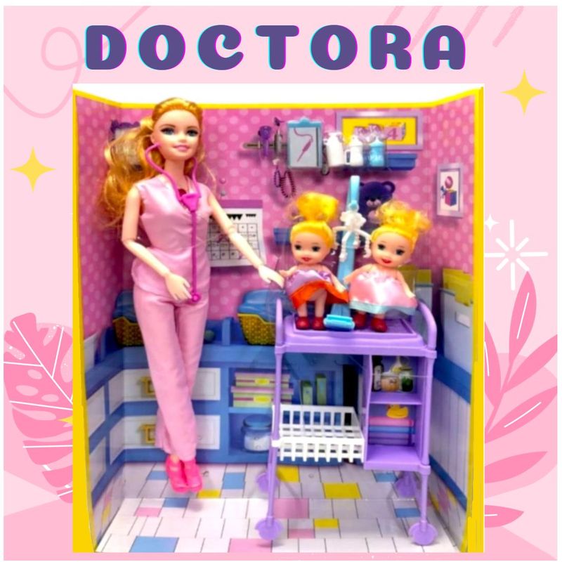 GENERICO - Set Muñeca Doctora con Bebés y Accesorios