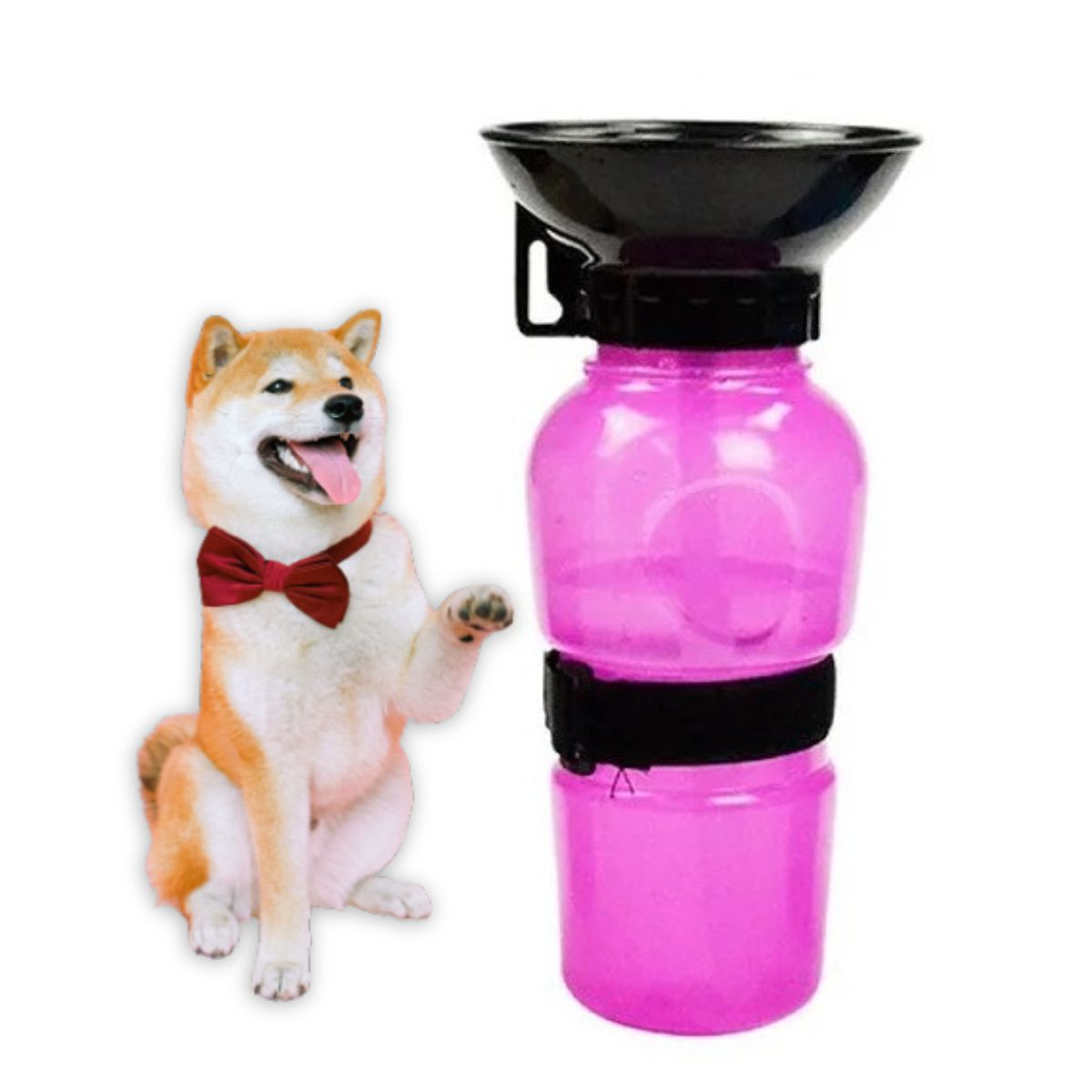 GENERICO - BOTELLA PORTATIL PARA MASCOTAS COLOR ROSADA