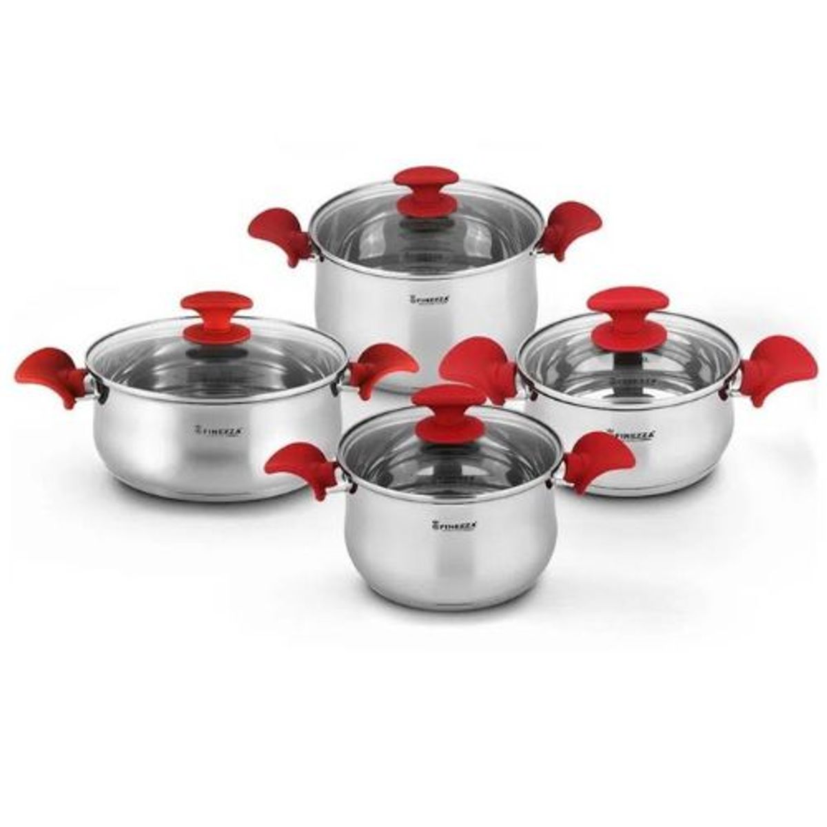 FINEZZA - SET DE OLLAS DE ACERO 8PZAS FZ-1012CB-IN