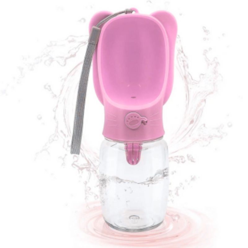 GENERICO - BOTELLA DE AGUA PORTATIL PARA MASCOTAS ROSADO - 550 mL