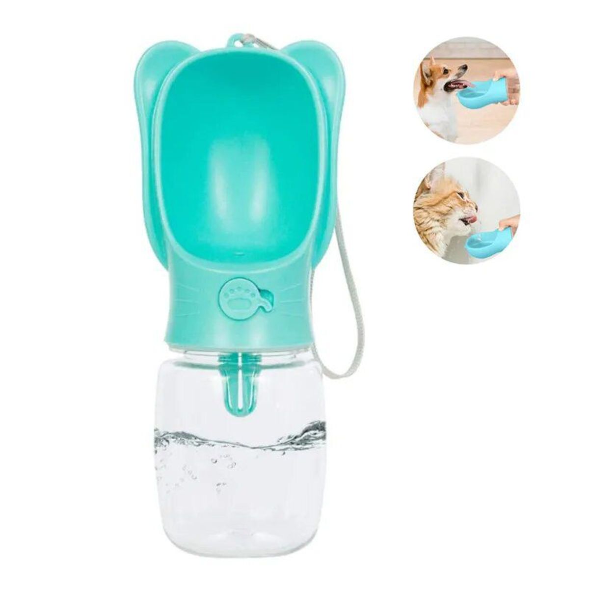 GENERICO - BOTELLA DE AGUA PORTATIL PARA MASCOTAS VERDE - 550 mL